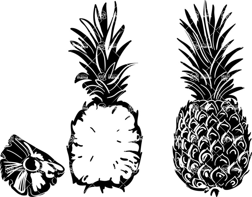 Vector silhouettes - Vector Pineapple Silhouettes Set